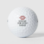 Custom Kiss me for Luck Pink Lippen Golfball (Vorderseite)