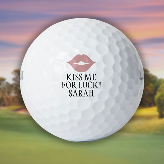 Custom Kiss me for Luck Pink Lippen Golfball