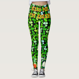 Custom KISS ME Im IRISH St Patrick Gnomes Kleeblat Leggings