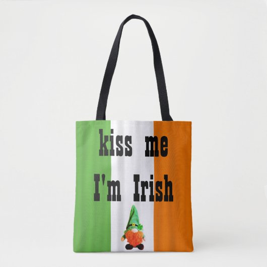 Custom KISS ME Im IRISH St Patrick Gnomes Kleeblat Tasche (Vorderseite)