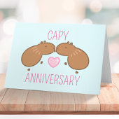 Custom Kissing Capybara Couple Anniversary Card Dankeskarte