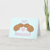 Custom Kissing Capybara Couple Anniversary Card Dankeskarte (Vorderseite)