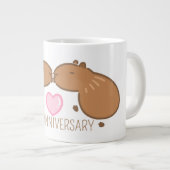 Custom Kissing Capybara Couple Jubiläum Jumbo-Tasse (Vorderseite Rechts)