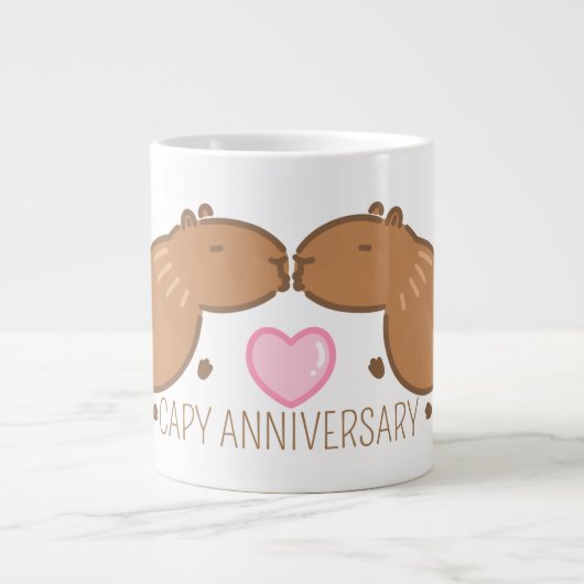 Custom Kissing Capybara Couple Jubiläum Jumbo-Tasse (Vorderseite)