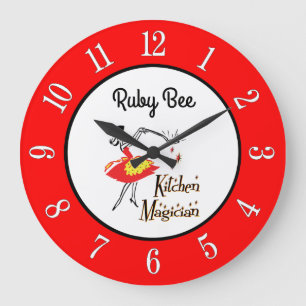 Custom Kitchen Magician 1950s Retro Numbers Clock Große Wanduhr
