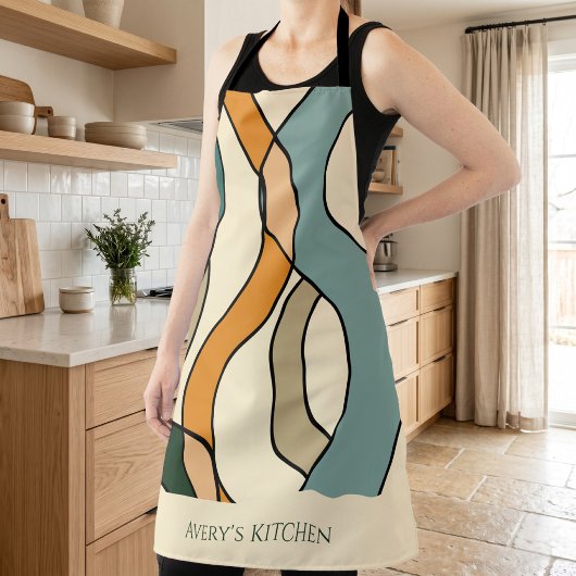 Custom Kitchen Name Boho Abstract Mid Century Gift Schürze