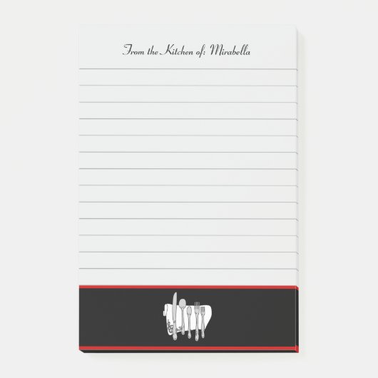 Custom Kitchen of Black Red Lined Post it Notes Post-it Klebezettel (Vorderseite)