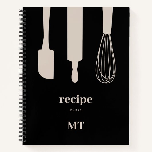 Custom Kitchen Utensitic Monogram Rezept Kochbuch Notizblock (Vorderseite)