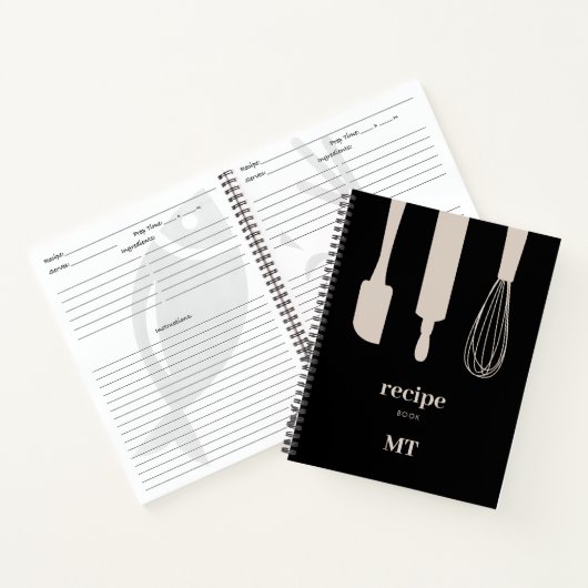 Custom Kitchen Utensitic Monogram Rezept Kochbuch Notizblock (Innenseite)
