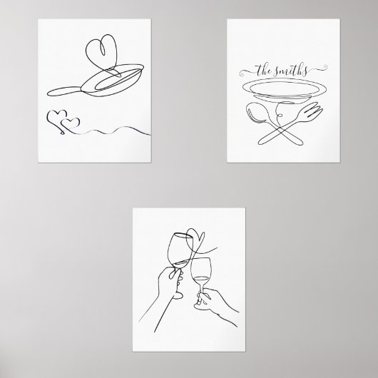Custom Kitchen Wall Art, Housewärming Liebe Zeiche Bilderwand Sets (Vorderseite)