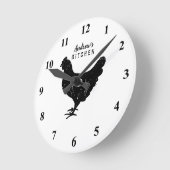 Custom kitchen wall clock with rustic chicken logo runde wanduhr (Winkel)