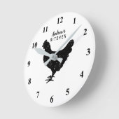 Custom kitchen wall clock with rustic chicken logo runde wanduhr (Winkel)
