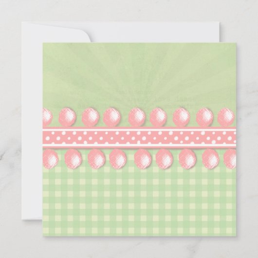 Custom Kitsch Green Gingham Kid's Party Blank - Einladung (Rückseite)