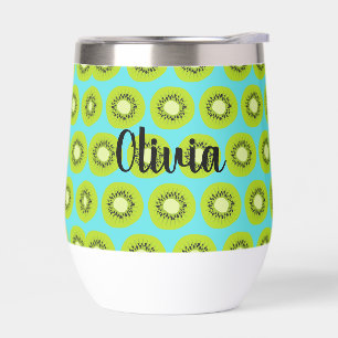 Custom Kiwi Print Tumbler mit blauem Hintergrund