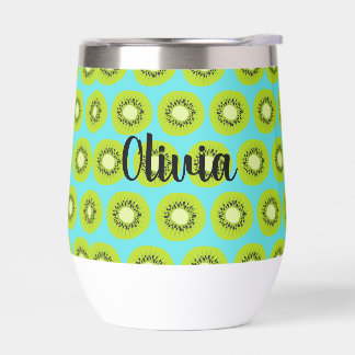 Custom Kiwi Print Tumbler mit blauem Hintergrund