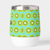 Custom Kiwi Print Tumbler mit blauem Hintergrund (Rückseite)