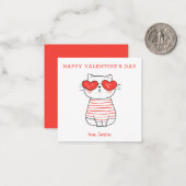 Custom Klassroom Cool Cat Happy Valentine Day No Mitteilungskarte (Vorderseite/Rückseite Beispiel)