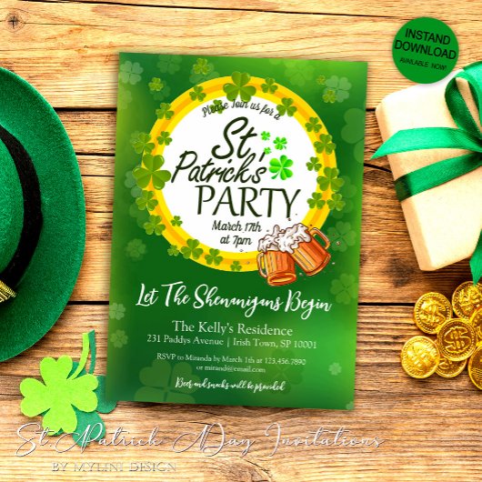 Custom Kleeblatts Beer St. Patrick's Day Party Einladung