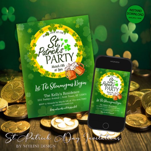 Custom Kleeblatts Beer St. Patrick's Day Party Einladung