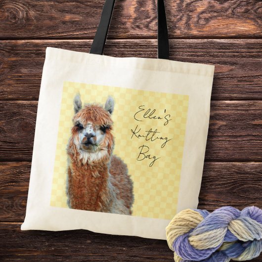 Custom Knitting Project Bag Llama Tragetasche