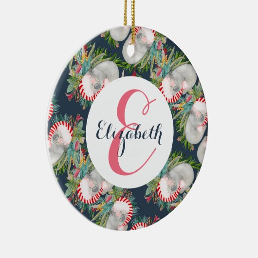 Custom Koala Christmas Blue Keramik Ornament (Rechts)