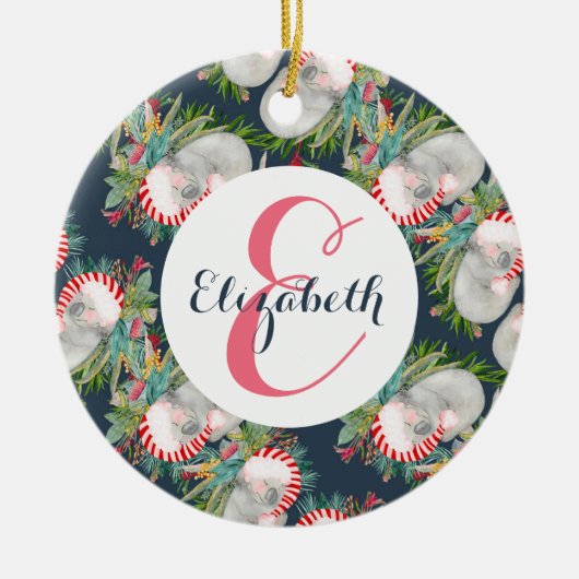 Custom Koala Christmas Blue Keramik Ornament (Vorne)