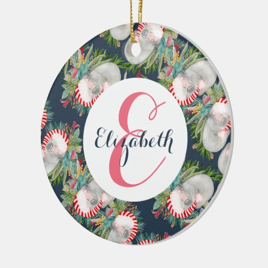 Custom Koala Christmas Blue Keramik Ornament (Links)