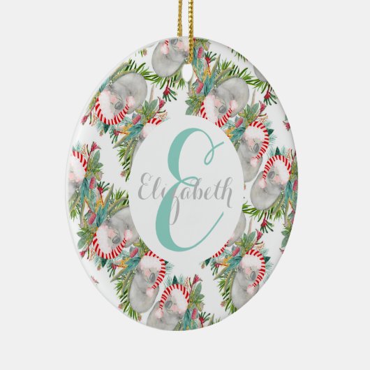 Custom Koala Christmas White Keramik Ornament (Rechts)