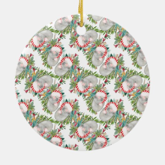 Custom Koala Christmas White Keramik Ornament (Hinten)