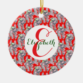 Custom Koala Family Red Christmas Keramik Ornament