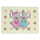 Custom Koala Twins (Mädchen und Junge) Große Geschenktüte (Rückseite)