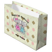 Custom Koala Twins (Mädchen und Junge) Große Geschenktüte (Vorderseite Schrägansicht)