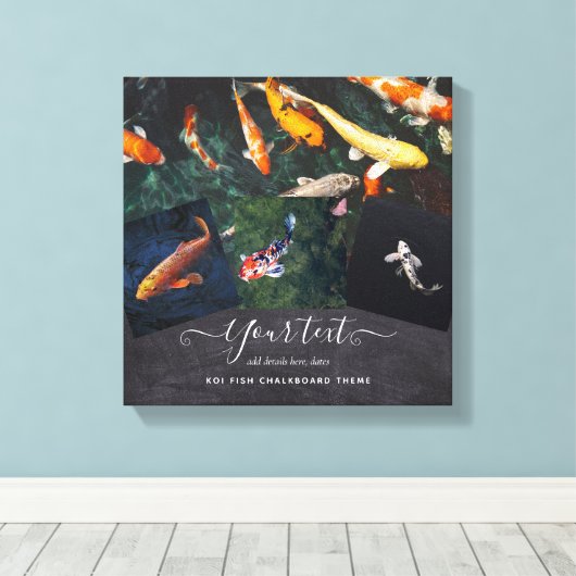 Custom KOI FISH Foto Collage Geschenk für Männer Leinwanddruck (Insitu (Holzboden))