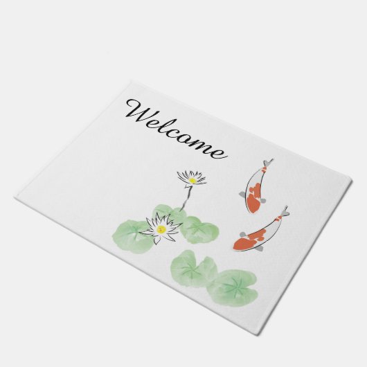 Custom Koi Pond White Fußmatte (Schrägansicht)