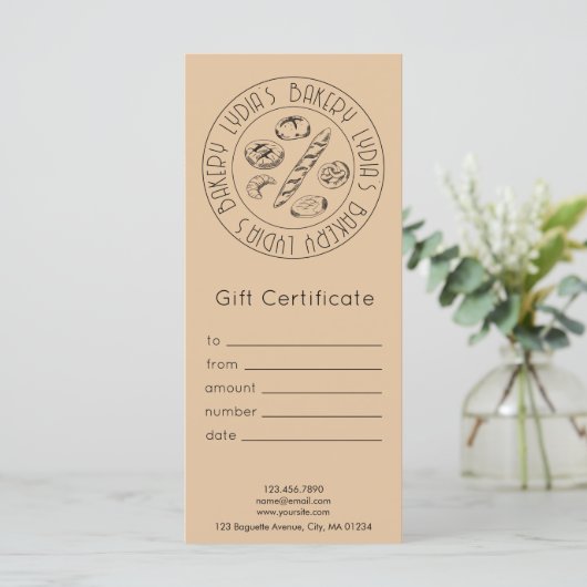 Custom Kraft Bakery Gift Certificate (Stehend Vorderseite)