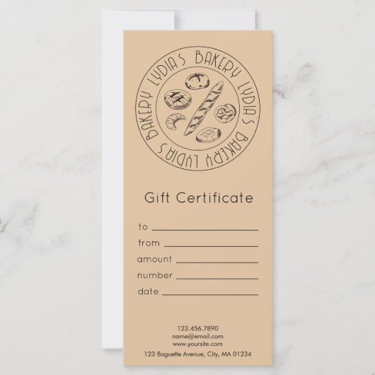 Custom Kraft Bakery Gift Certificate (Vorderseite)