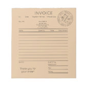 Custom Kraft Bakery Invoice  Notizblock (Vorderseite)
