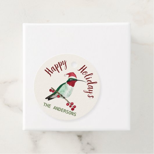 Custom Kraft Happy Holidays Santa Hummingbird Geschenkanhänger (Beispiel)