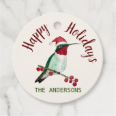 Custom Kraft Happy Holidays Santa Hummingbird Geschenkanhänger (Vorderseite)
