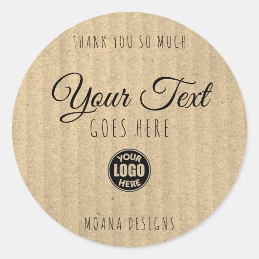 Custom Kraft Label Vintag Simple Trendy Runder Aufkleber (Vorderseite)