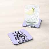 Custom Kraken Octopus Squid Name Personalized Getränkeuntersetzer (Rechte Seite)
