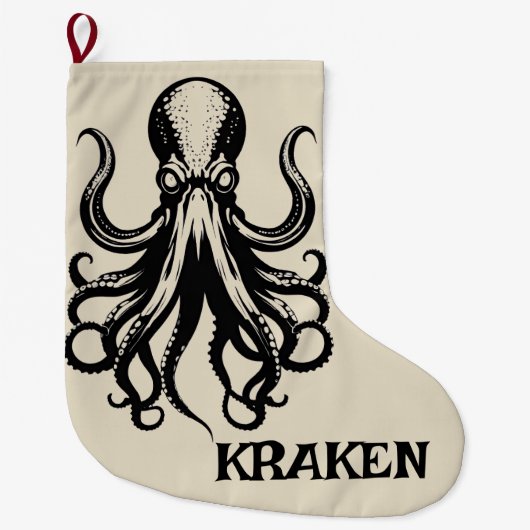 Custom Kraken Octopus Squid Name Personalized Großer Weihnachtsstrumpf (Vorderseite)