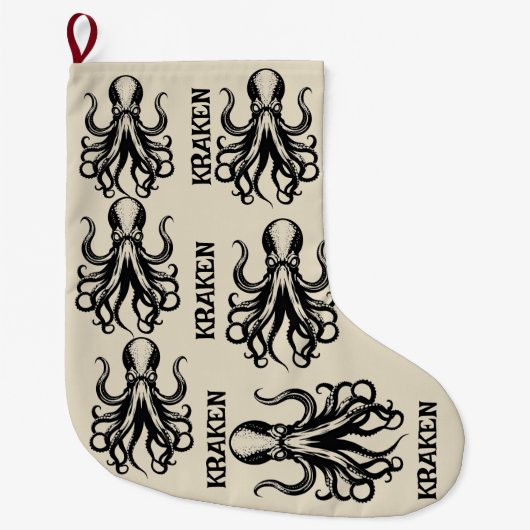 Custom Kraken Octopus Squid Name Personalized Großer Weihnachtsstrumpf (Vorderseite)