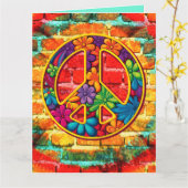Custom Krawatte Die Peace Sign Brick Wall Graffiti Karte (Gelbe Blume)