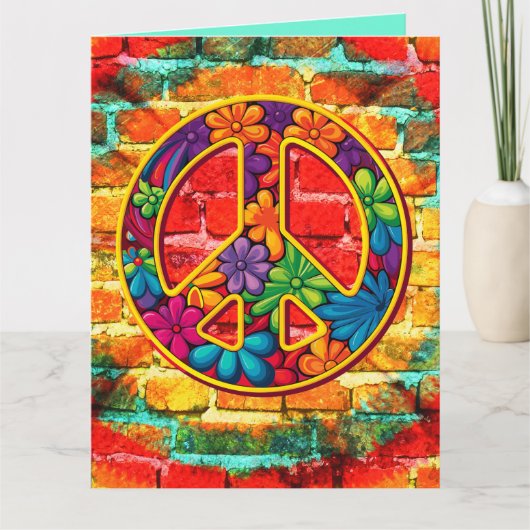 Custom Krawatte Die Peace Sign Brick Wall Graffiti Karte (Vorderseite)
