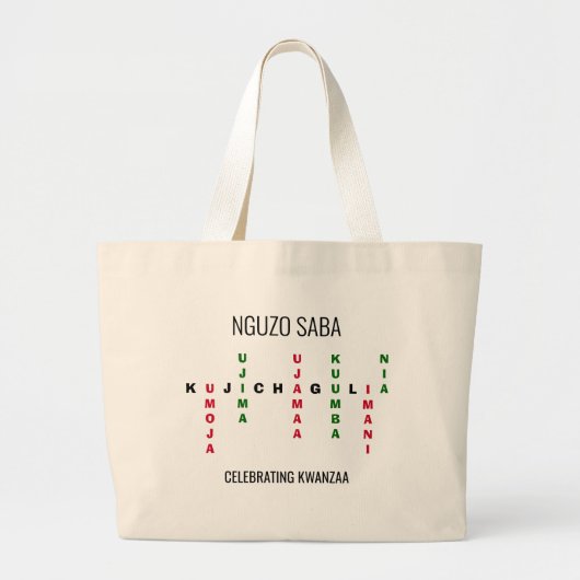 Custom Kwanzaa Crossword NGUZO SABA Jumbo Stoffbeutel (Vorne)