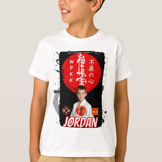 Custom Kyokushin Karate Photo White Kids Shirt (Vorderseite)