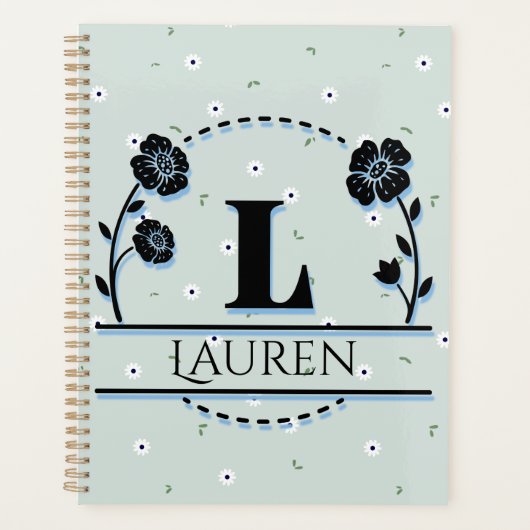 Custom L Name Planner, Blume Planner Planer (Vorderseite)