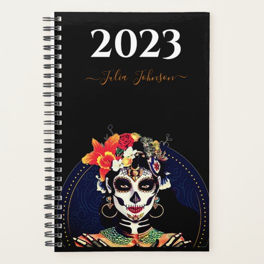 Custom LA CATRINA SUGAR SKULL 2023 Diary Agenda Planer (Vorderseite)