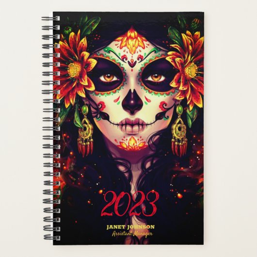 Custom LA CATRINA SUGAR SKULL 202 Wochen Monat P Planer (Vorderseite)